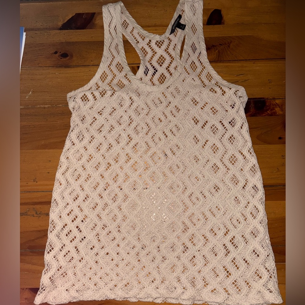 Banana Republic Cream Crochet Racer Back Tank Top